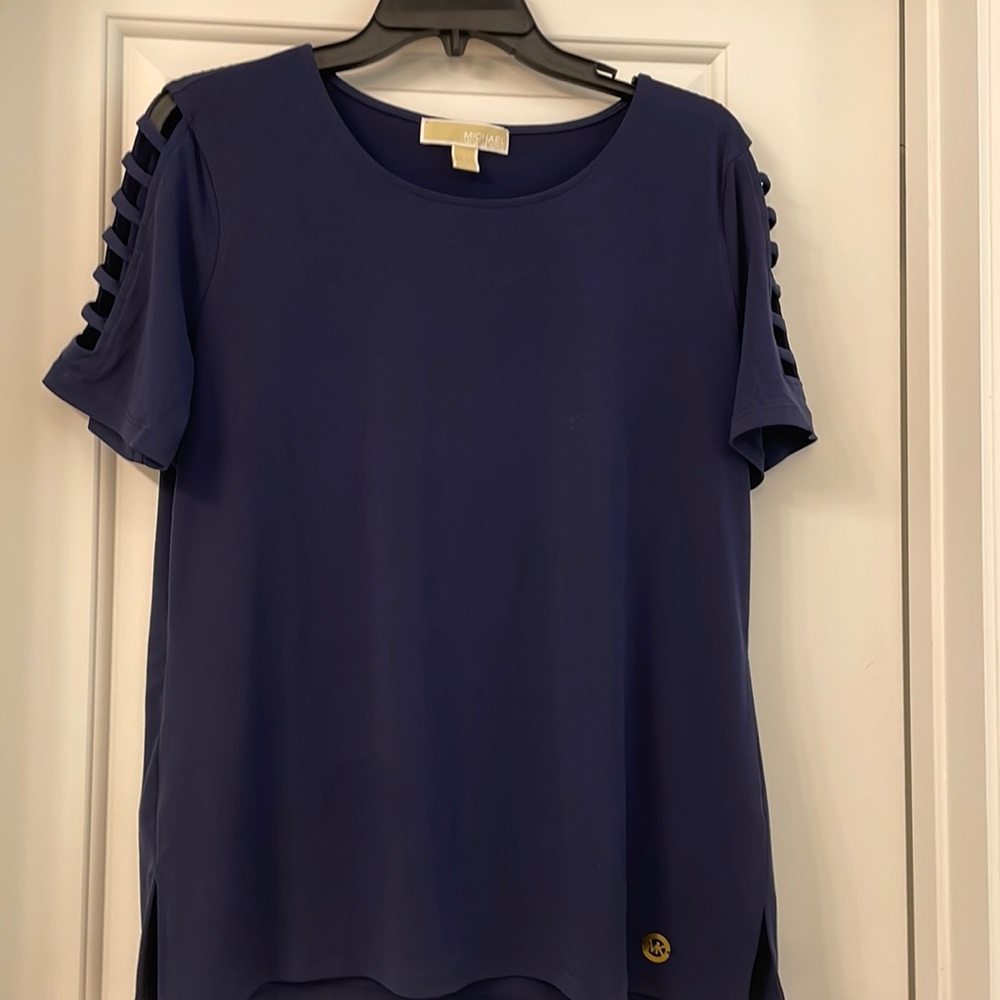 Michael Kors stretch blouse with peekaboo shoulders